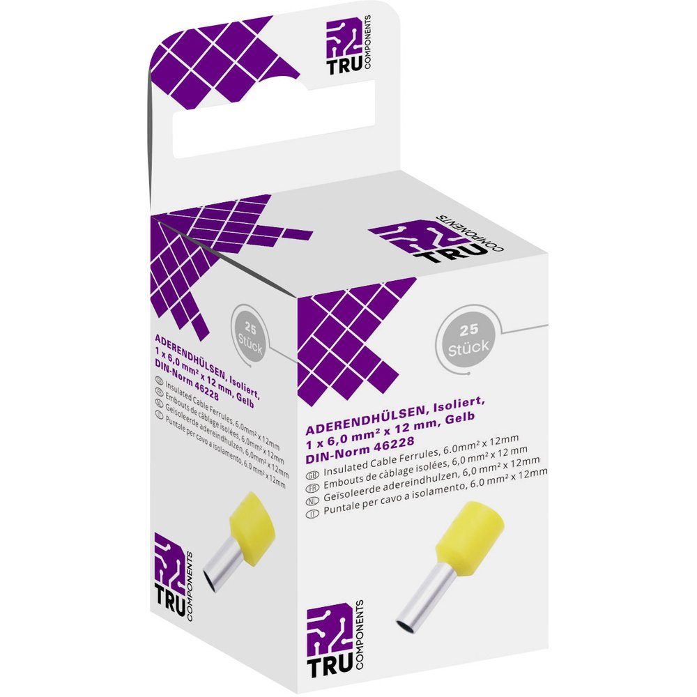 Aderendhülsen TRU COMPONENTS T1904C057 Aderendhülse 6 mm² Teilisoliert Gelb 25 St.