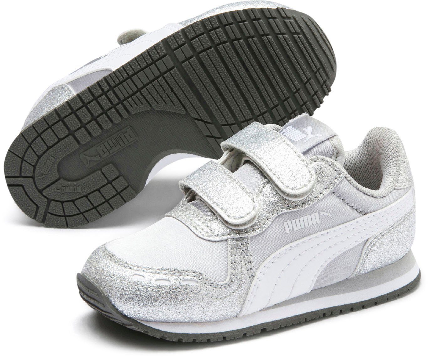 PUMA CABANA RACER GLITZ V INF Sneaker mit Klettverschluss Puma Silver-Puma White-Gray Violet