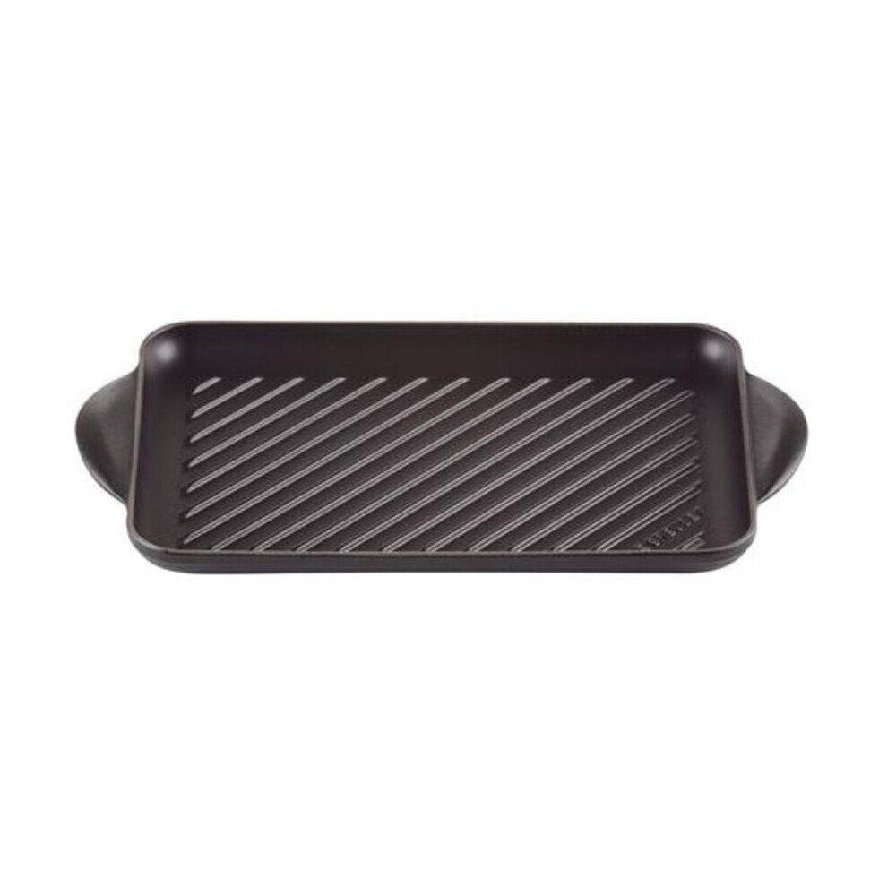 LE CREUSET Grillplatte Grillplatte 38x21 cm Classic schwarz, Grillpfanne, Grillplatte mit Grillrillen, 38x21 cm, Ø21cm, schwarz