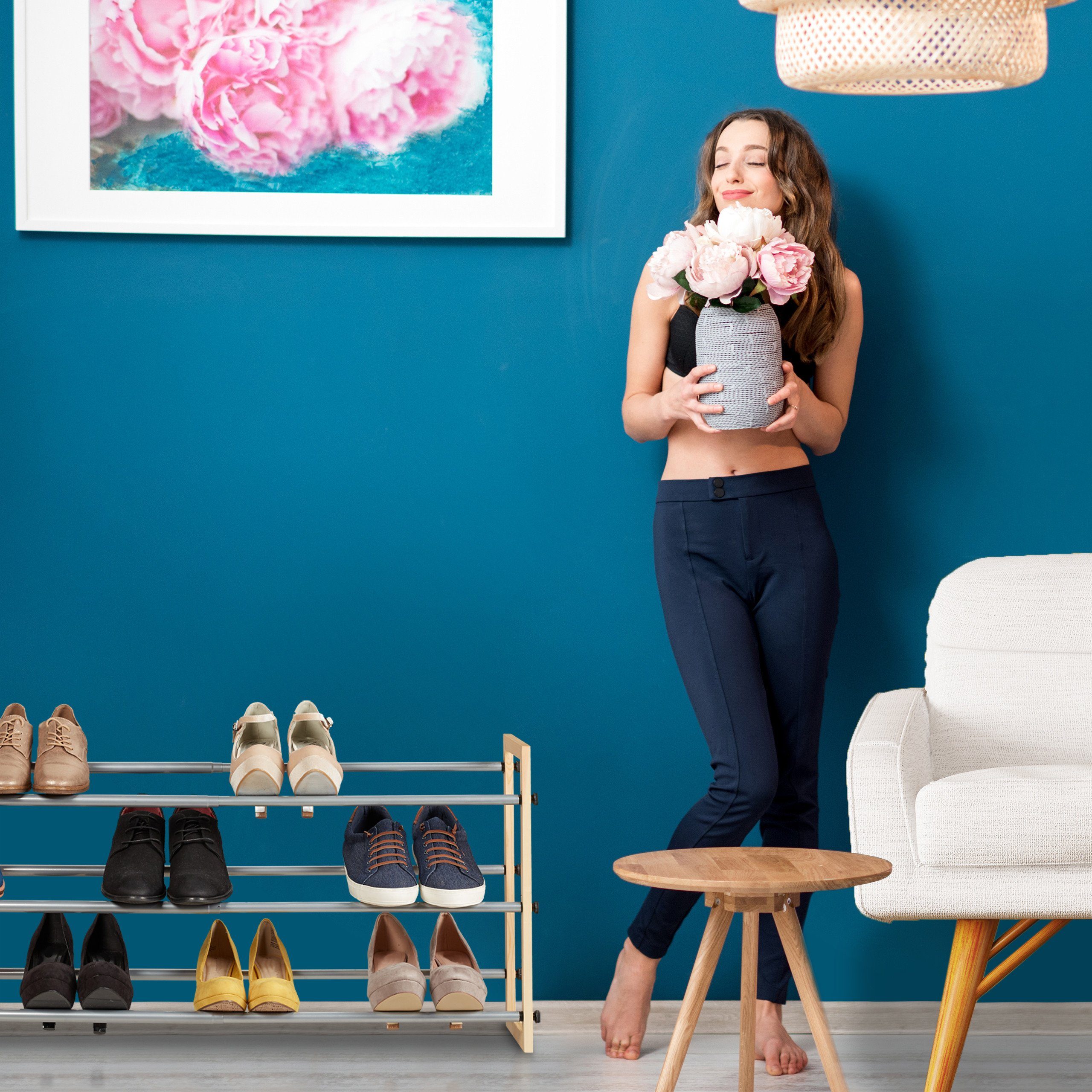 relaxdays Schuhregal ausziehbar, 2
