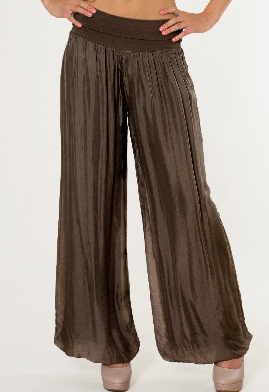 Caspar Palazzohose KHS010 elegante Damen Hose mit Seidenanteil Mit blickdichter Innenhose & hohem, figurfreundlichem Stretch Bund