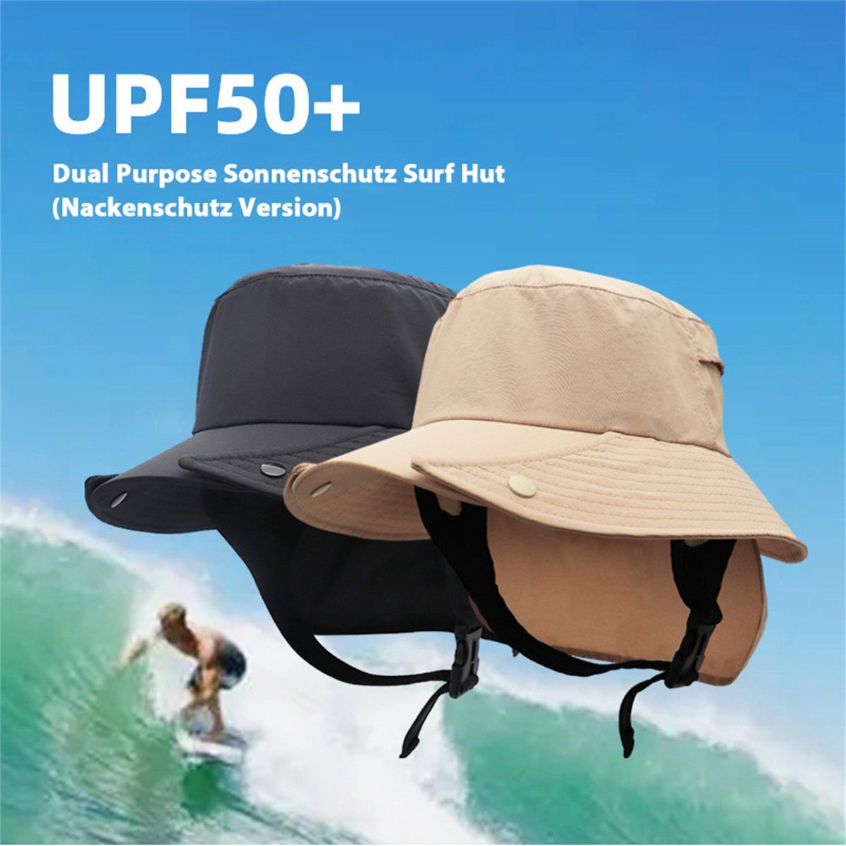 Outdoor-Abenteuer trocknende Mütze mit UPF50+ Fischerhut großer Rad- Discaver Krempe abnehmbarer für Schnell und orange Schiebermütze