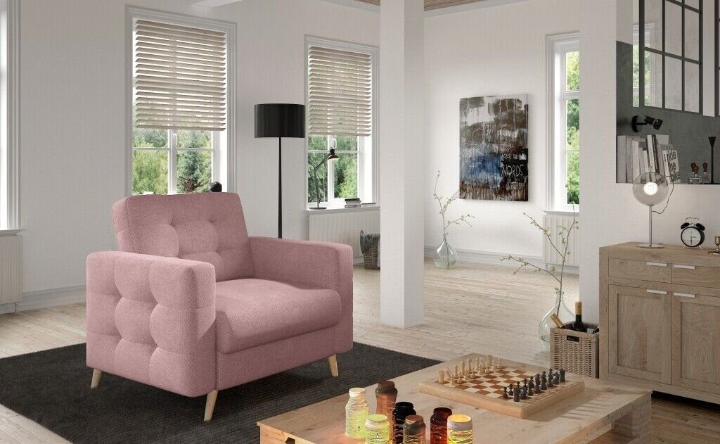 Relax Designer JVmoebel Stoff Sitzer Lounge Sessel 1 Rosa Sessel, Textil Polster Fernseh Stuhl Neu