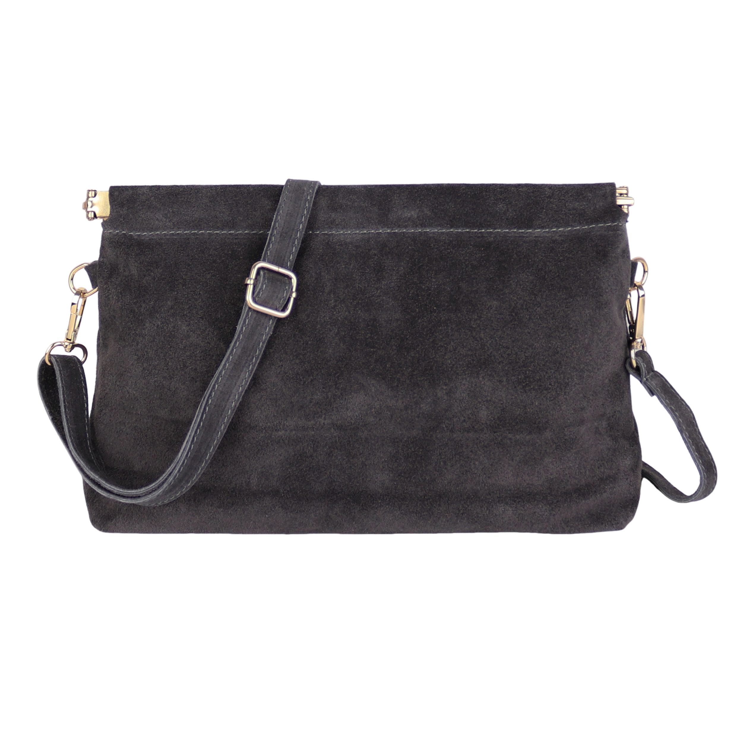 Umhängetasche Damen Crossbody Bag, Echtleder Wildleder Made In Italy