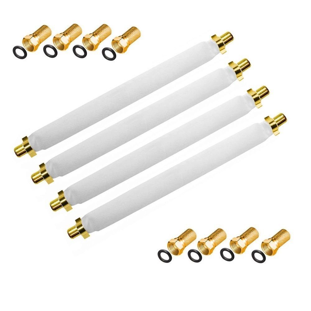 4x Fensterdurchführung selbstklebend 20cm + 8 x F-Stecker TV-Kabel