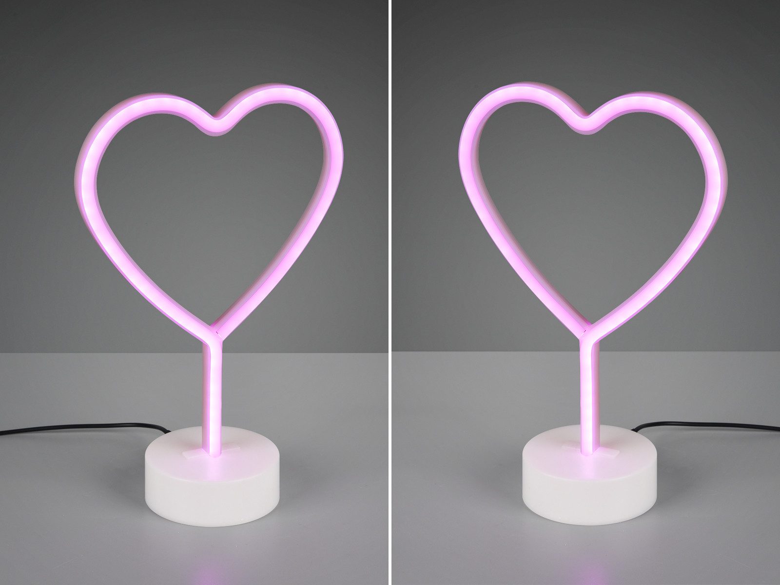 Reality Leuchten LED Dekolicht, LED fest integriert, 2er SET Dekoleuchte Herz-lampe ausgefallene Tischlampe ohne Kabel