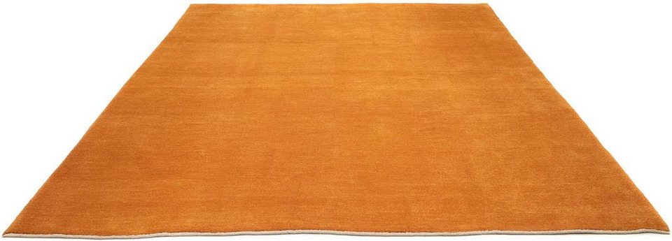 Wollteppich Gabbeh Teppich handgeknüpft gold, morgenland, rechteckig, Höhe: 18  mm, handgeknüpft, 4 Kg/m² Gesamtgewicht