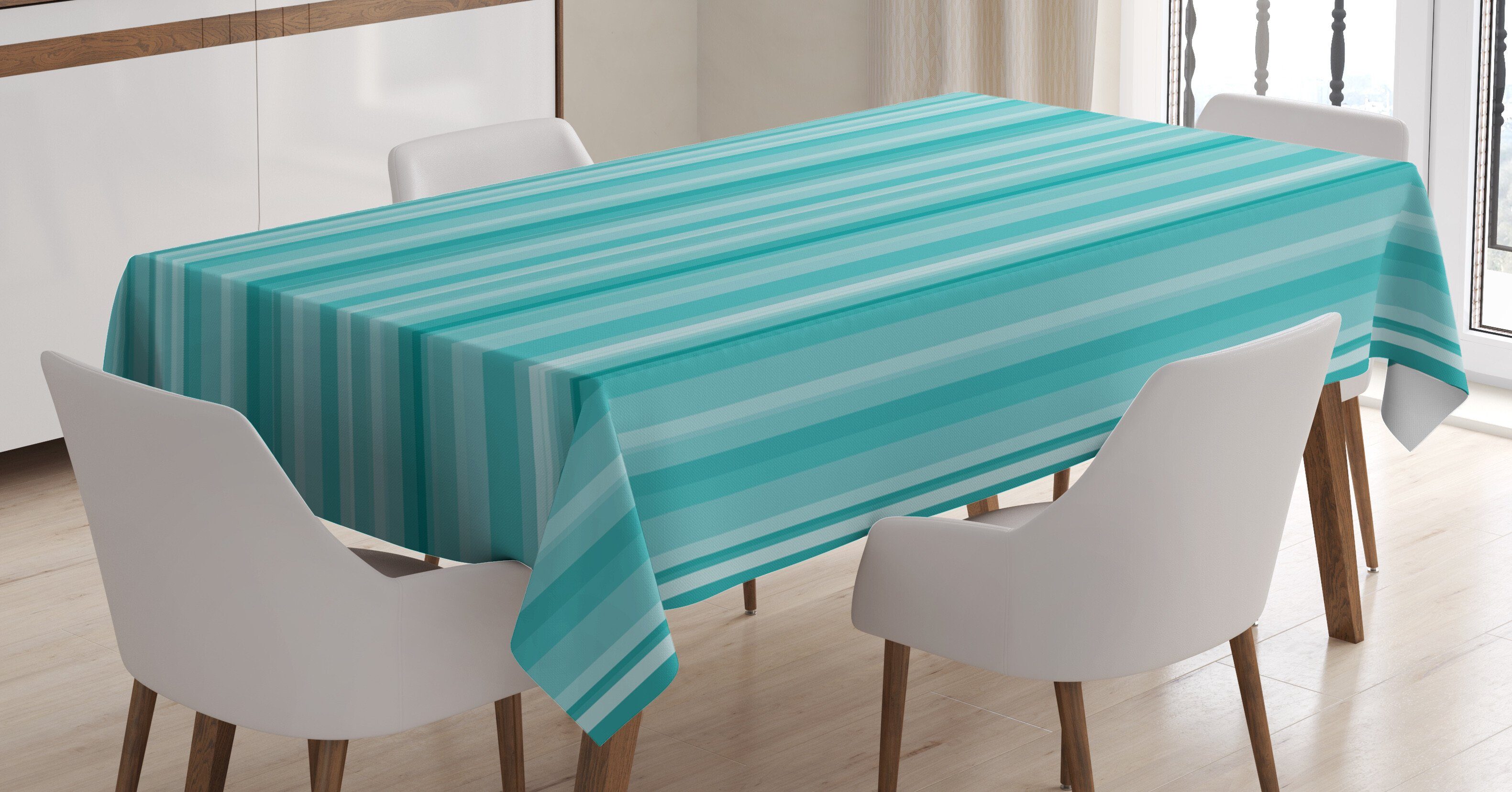 Abakuhaus Tischdecke Farbfest Waschbar Für den Außen Bereich geeignet Klare Farben, Wasser Ozean-Inspired Blue Lines