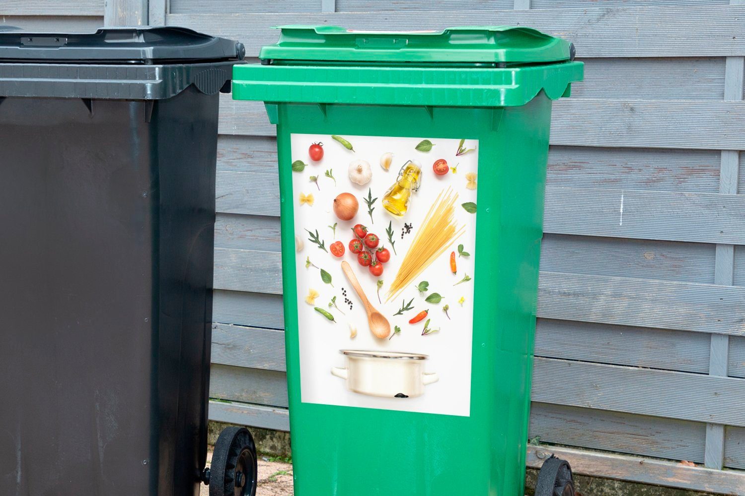 in MuchoWow Pfanne Mülltonne, Wandsticker (1 Sticker, einer St), Container, Nudelzutaten Mülleimer-aufkleber, Abfalbehälter