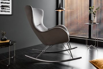 riess-ambiente Schaukelstuhl SCANDINAVIA SWING grau / silber (Einzelartikel, 1 St), Wohnzimmer · Samt · Metall · mit Armlehne · wippbar · Modern Design