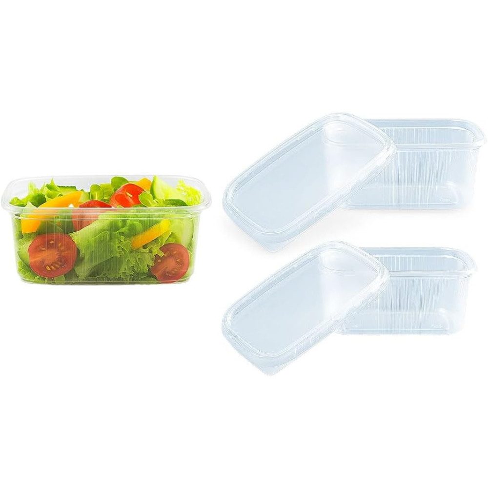 Lauroo Obstschale Feinkostbecher mit Deckel 200ml, Rechteckig, transparent, - 50 Stück, (50-tlg) – Bild 2 von 3