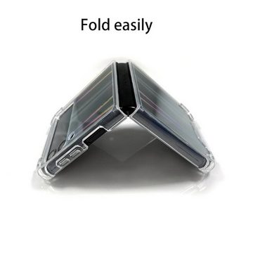 Wigento Handyhülle Für Samsung Galaxy Z Flip4 5G Design Schock Hart Cover Handy Tasche Hülle Etuis Transparent