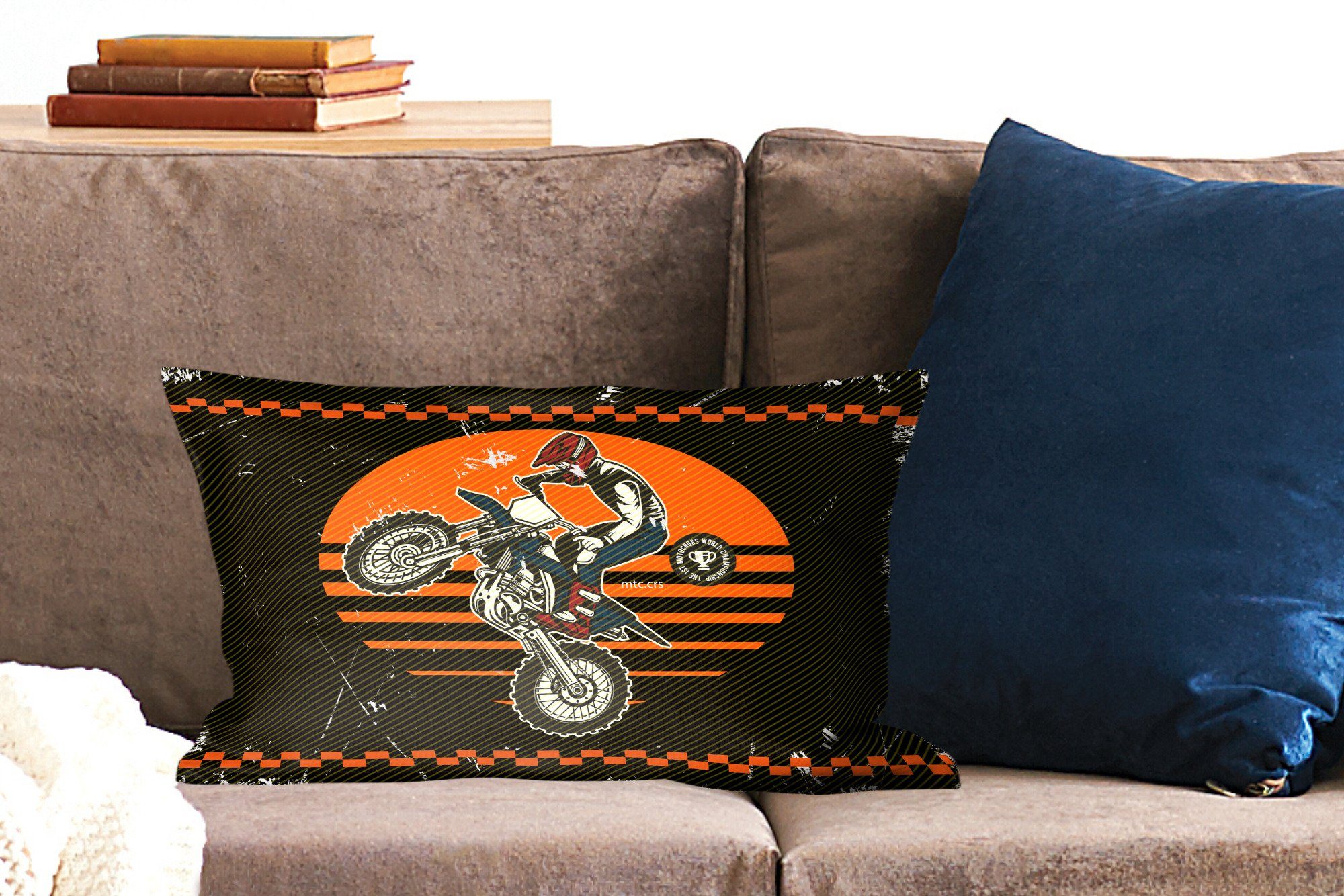 MuchoWow Dekokissen Design, Wohzimmer Dekoration, - mit - Dekokissen Zierkissen, Schlafzimmer Oldtimer Motorrad Füllung