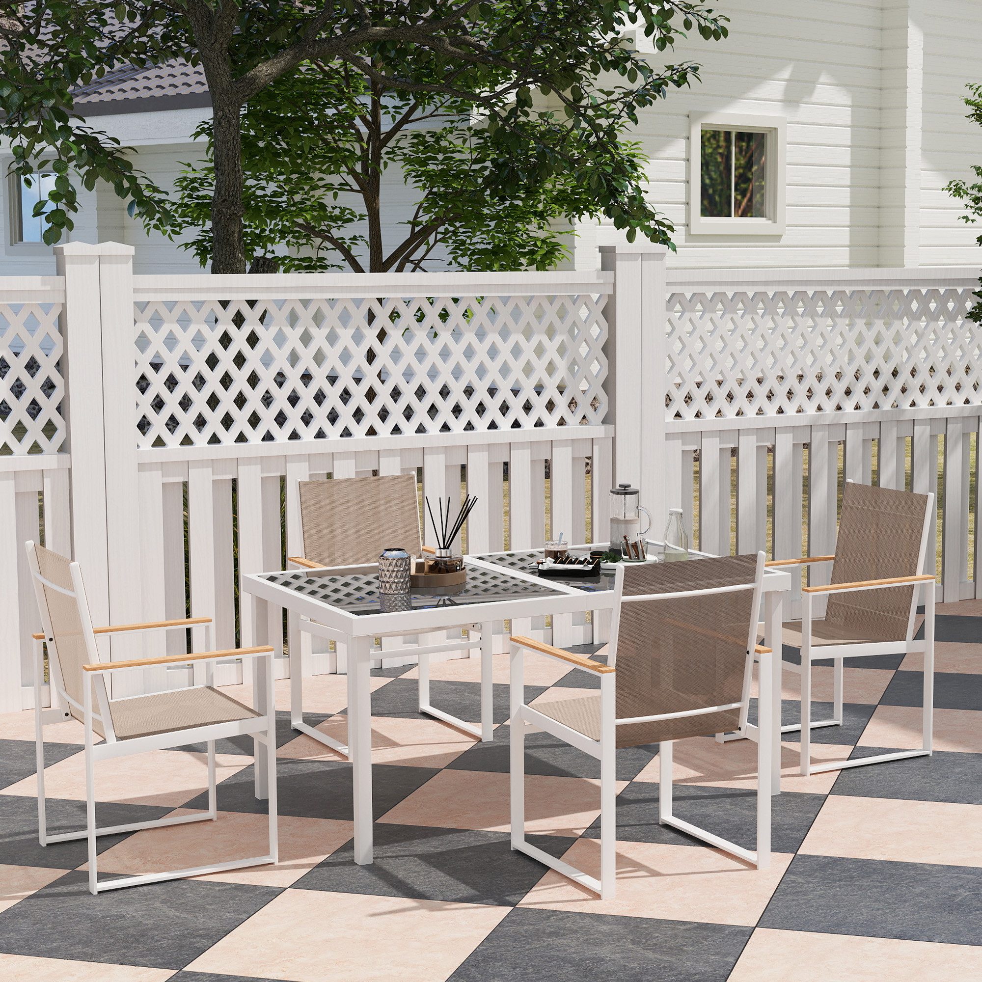 Outsunny Garten-Essgruppe für 4 Personen, abnehmbar günstig online kaufen