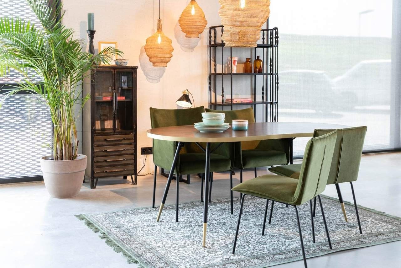 Trendmöbel24 Esstisch Esstisch DENISE 180 x 90 cm Platte oval Walnussfarbig