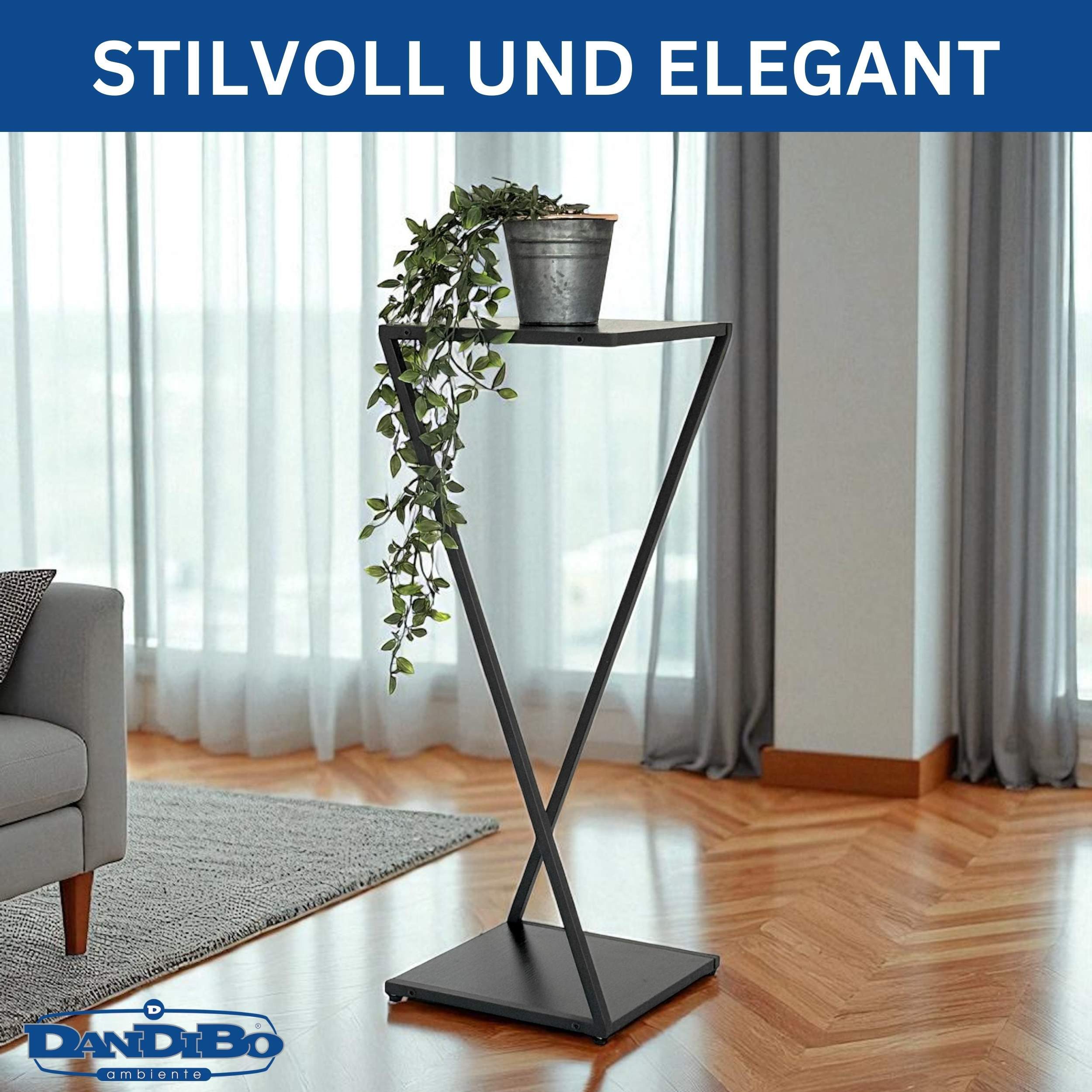 DanDiBo Blumenständer Metall Schwarz Eckig 80 cm 96641 Pflanzenständer Blumenhocker, Beistelltisch Design Modern