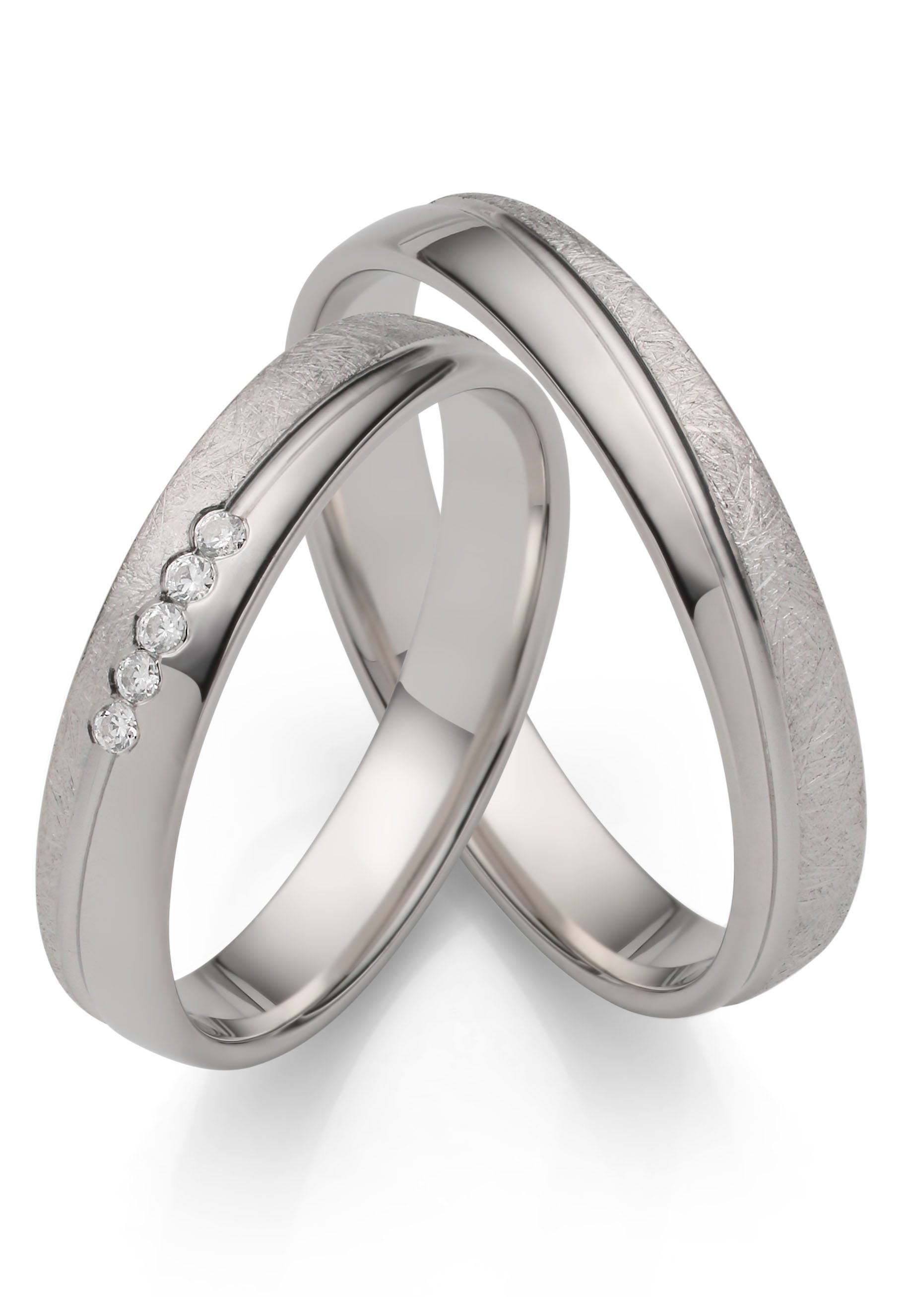 Firetti Trauring Schmuck Geschenk Hochzeit Ehering "LIEBE", Made in Germany - wahlweise mit oder ohne Zirkonia (synth)