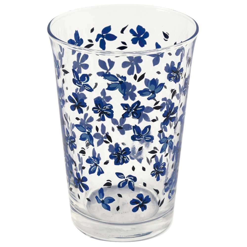 Greengate Glas Greengate Glas DAHLA Weiß Dunkelblaue Blumen