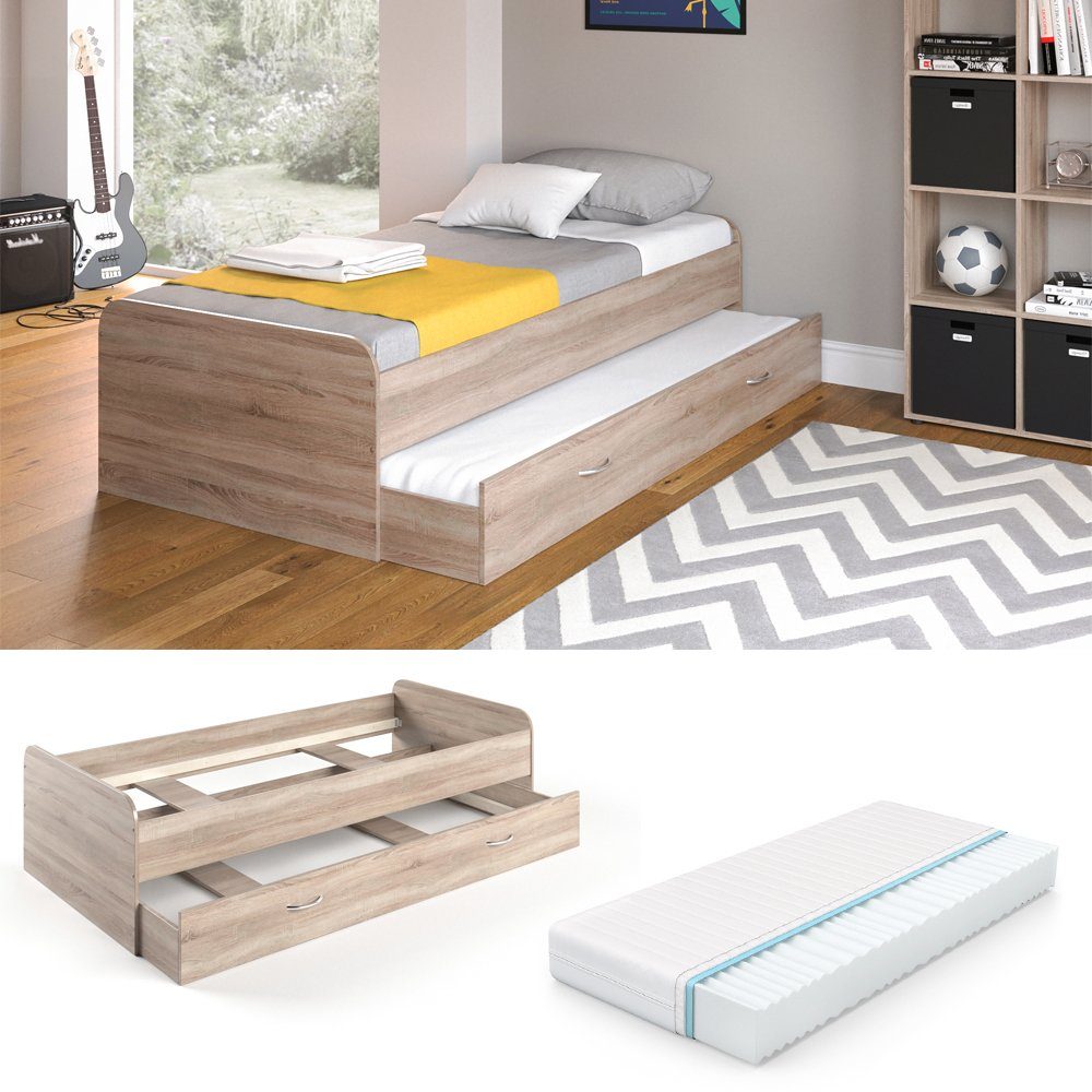 VitaliSpa® Kinderbett Enzo, Sonoma, 90x200 cm mit Matratze günstig online kaufen