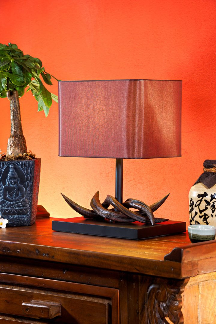 Kinaree Tischleuchte Kudu Holz Tischlampe LEHUA I, Tischlampe aus, ohne Leuchtmittel