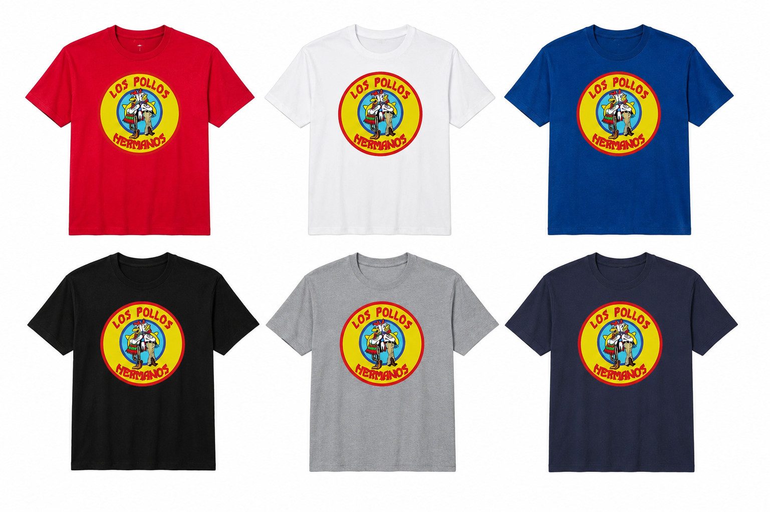 Blondie & Brownie T-Shirt T Shirt Los Pollos Hermanos Gelb Print Herren Rundhals Freizeitshirt (Einzelartikel) HermanosG H Tee Printmotiv Retro
