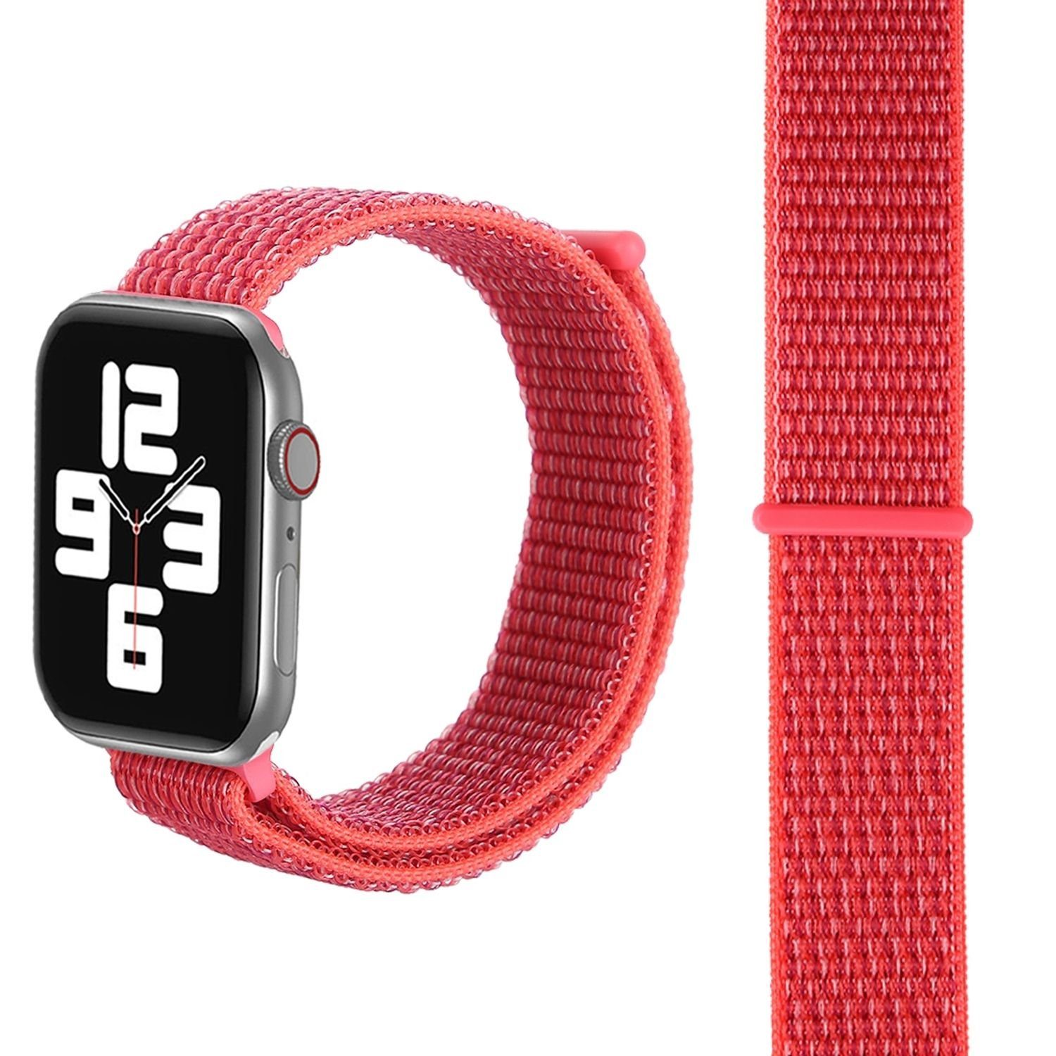 König Design Smartwatch-Armband 42 Loop Rot mm Rosa / Sport Nylon mm mm, Band 45 / 44 Arm Armband