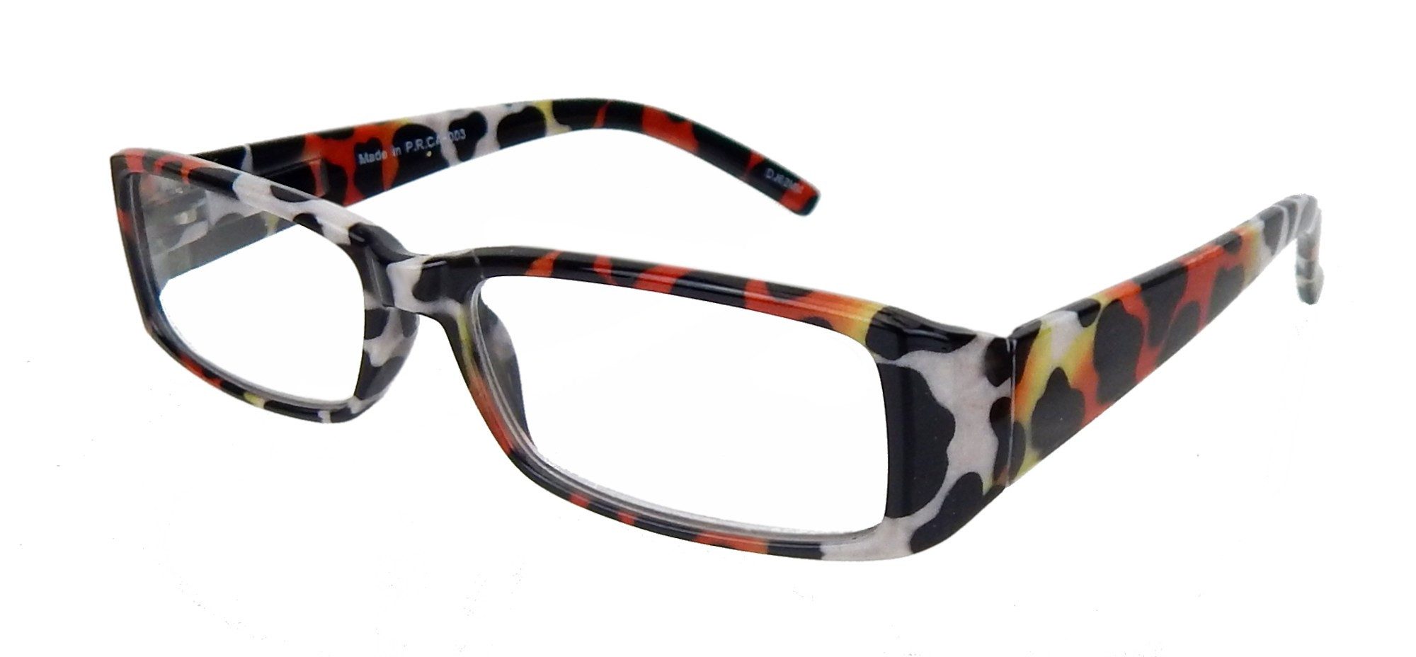 Ella Jonte Lesebrille, Leopard weiss orange schwarz mit Etui und Band