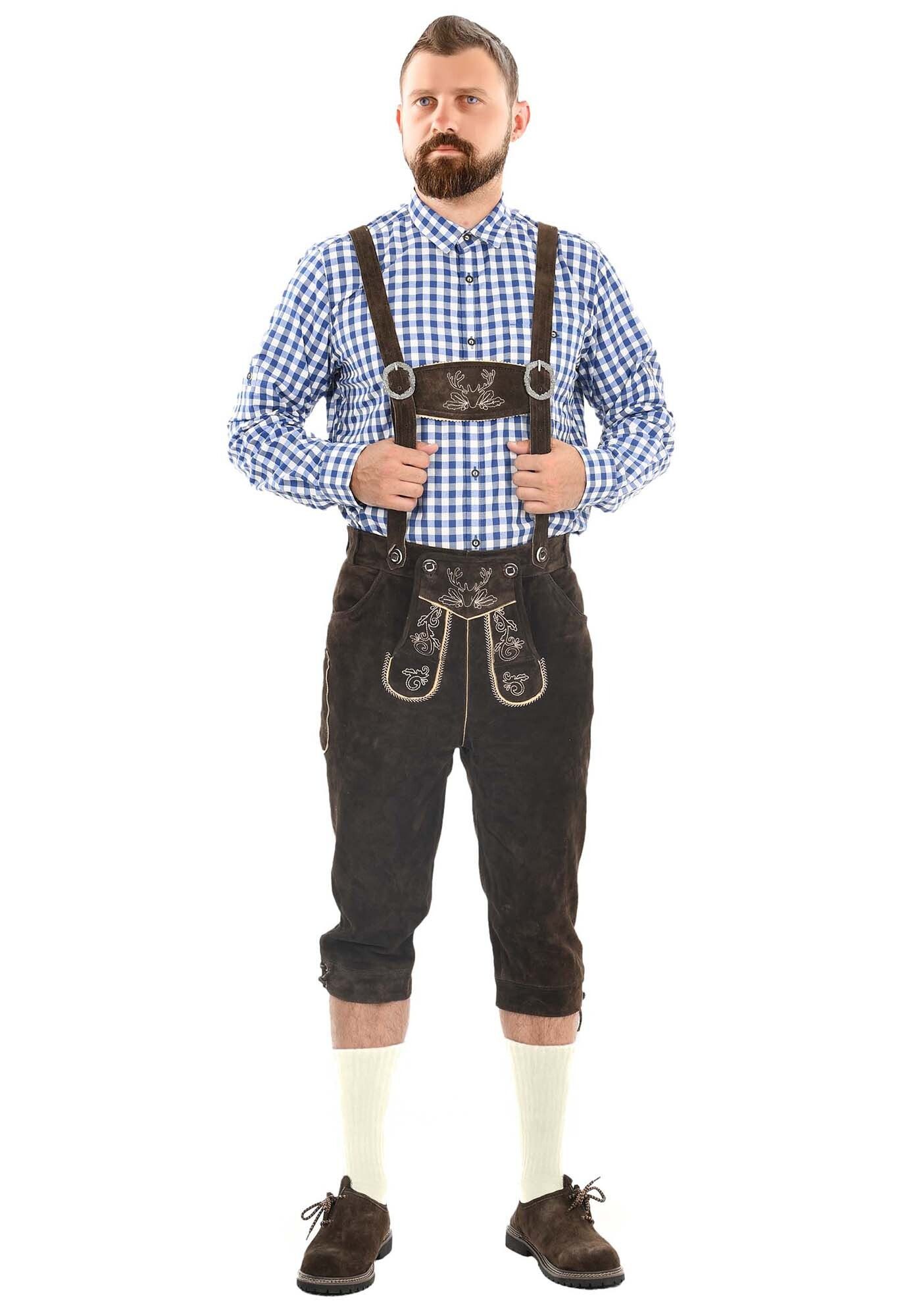 Alessandro Salvarini Trachtenlederhose ASSeppl Lederhose aus Echtleder mit Träger im traditionellen Stil