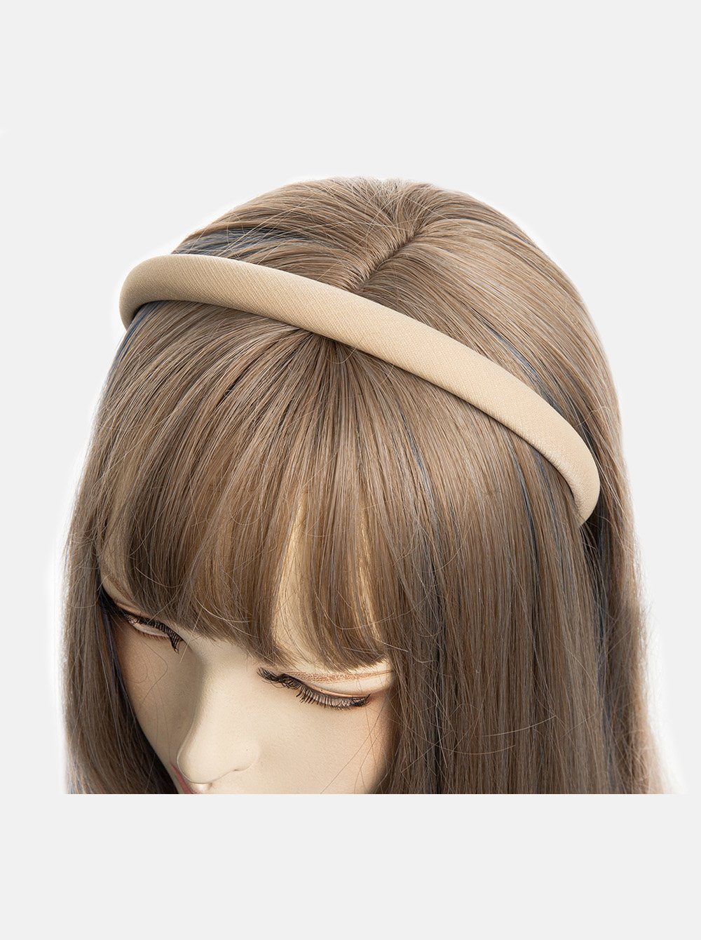 axy Haarreif Haarreif aus Stoff mit feinen Metallicfäden, gepolstertes Wunderschön Stirnband Haarschmuck Beige