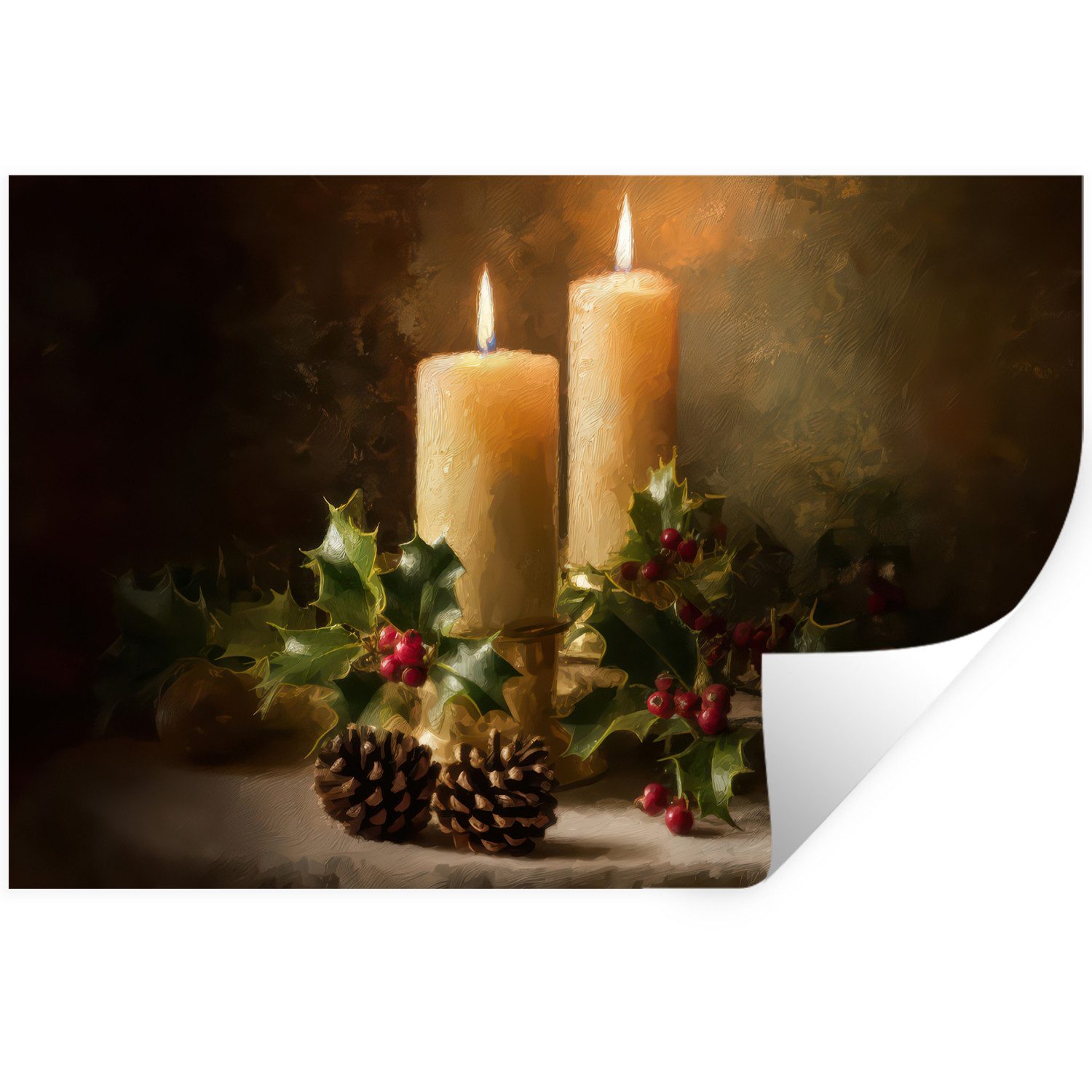 MuchoWow Wandsticker Kerzenlicht - Weihnachten - Mehrfarbig (1 St), Wanddeko, Aufkleber, Wandtattoo, 120x80 cm