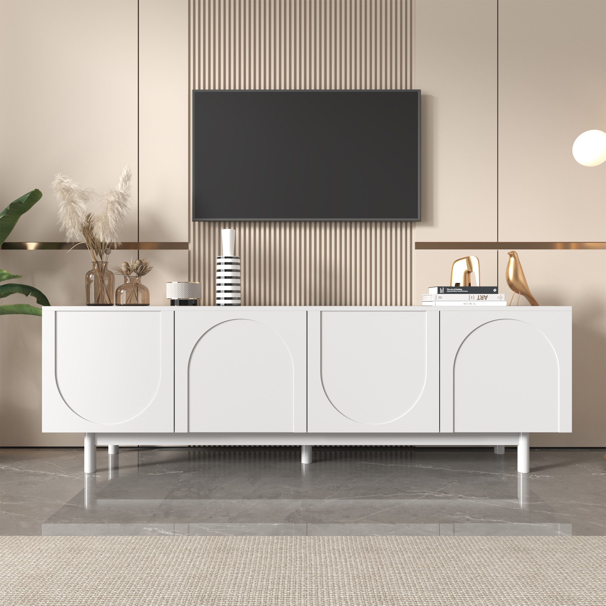 KLAM HOME Lowboard TV-Schrank in Weiß günstig online kaufen