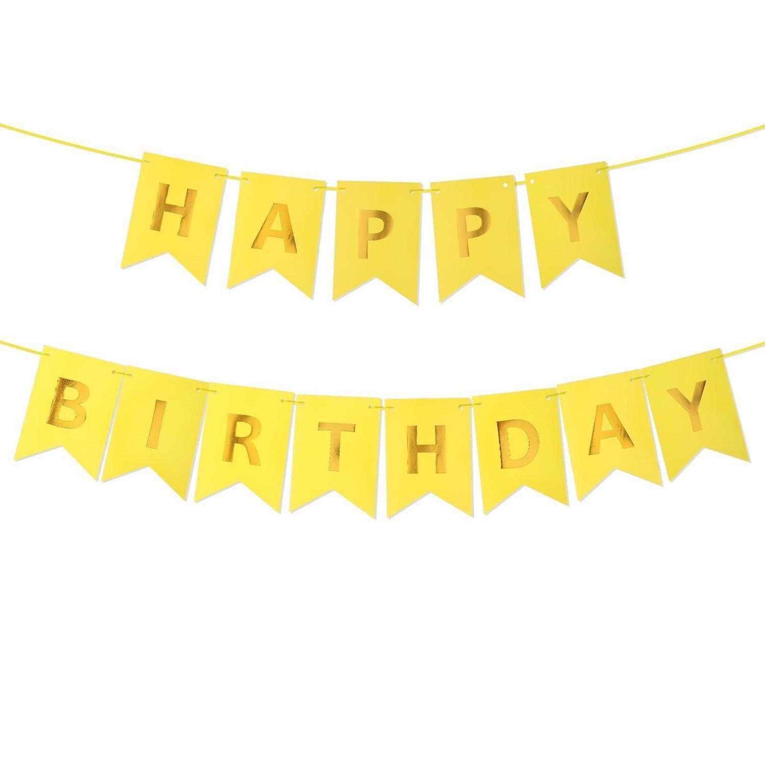 LuxusKollektion Girlande Happy Birthday Girlande Gelb 5m
