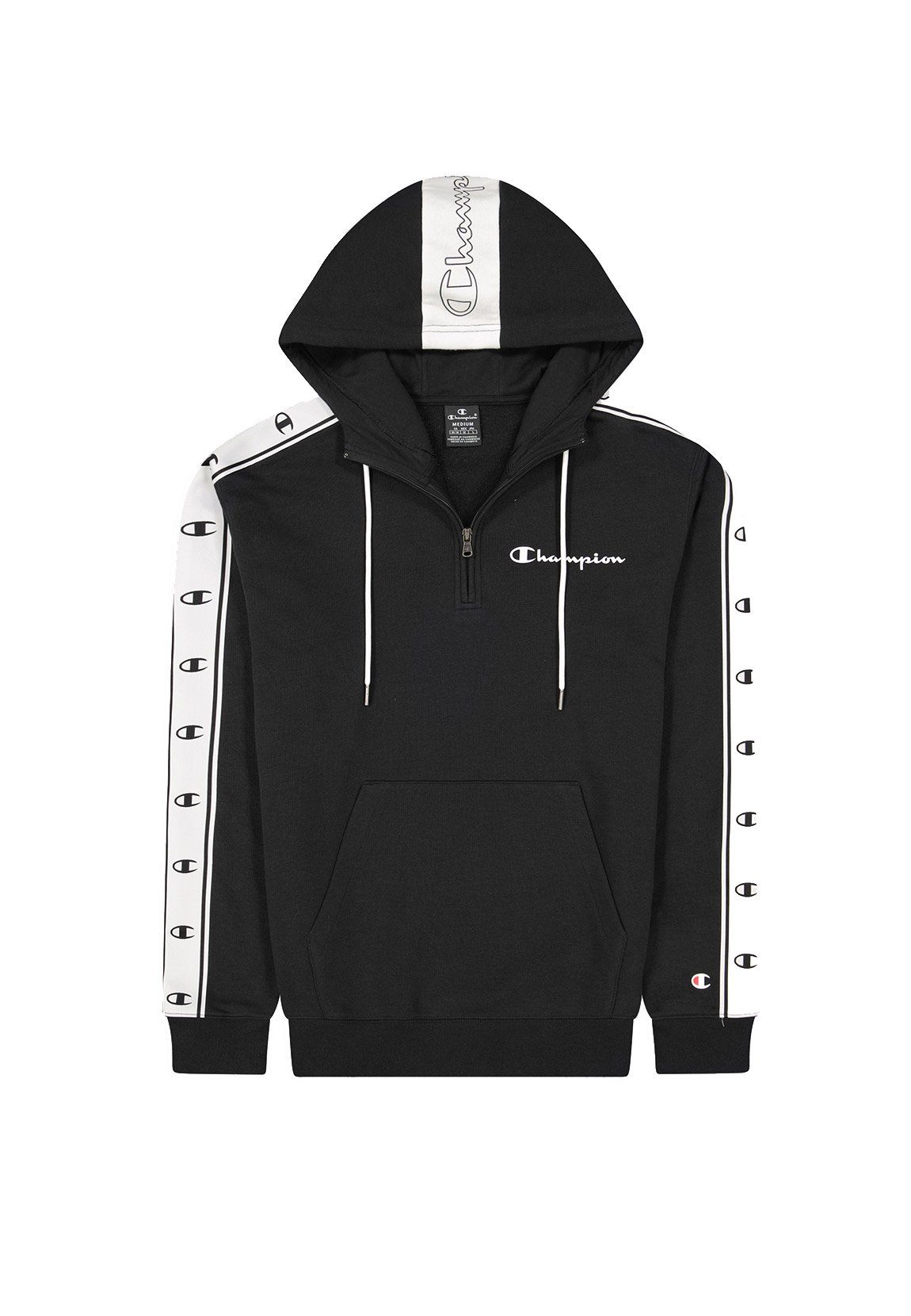 Hoodie Champion Herren Half-Zipper 218473 KK001 NBK WHT Schwarz