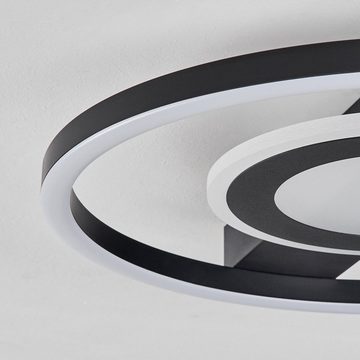 hofstein Deckenleuchte »Ticineto« moderne Deckenlampe aus Metall/Kunststoff in Schwarz/Weiß, 3000 Kelvin, mit 2 runden Leuchtringen, 2900 Lumen, LED