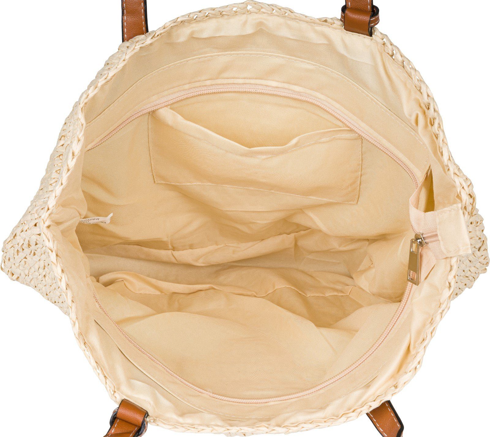 Korbtasche (1-tlg), Beige Basttasche Schultertasche Korbflecht - styleBREAKER