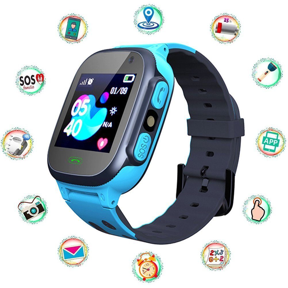 AUKUU Kinder-Smartwatch LBS Smartwatch mit Taschenlampen Smartwatch,  Smartwatch Anti-Verlust Sprachchat für Jungen und Mädchen  Geburtstagsgeschenke