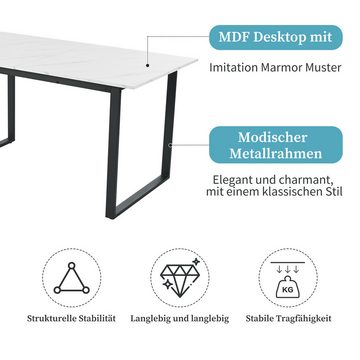 MODFU Esstisch Teleskoptisch (Tischplatte Mit Marmormustern), Doppelnutzung für Heim & Büro,140/180x80x75cm