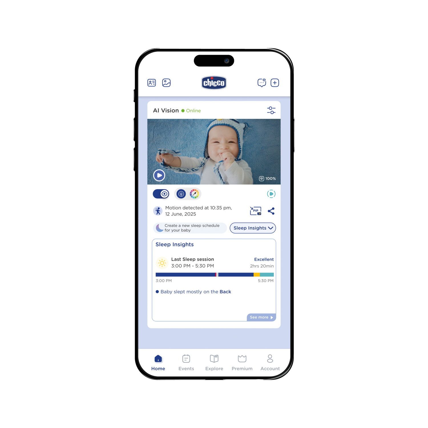 Chicco Video-Babyphone Wifi, mit flexibler Halterung, Verwendung mit APP