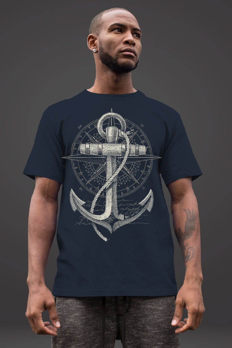 Neverless Print-Shirt Neverless® Herren T-Shirt Print Aufdruck Anker Kompas günstig online kaufen