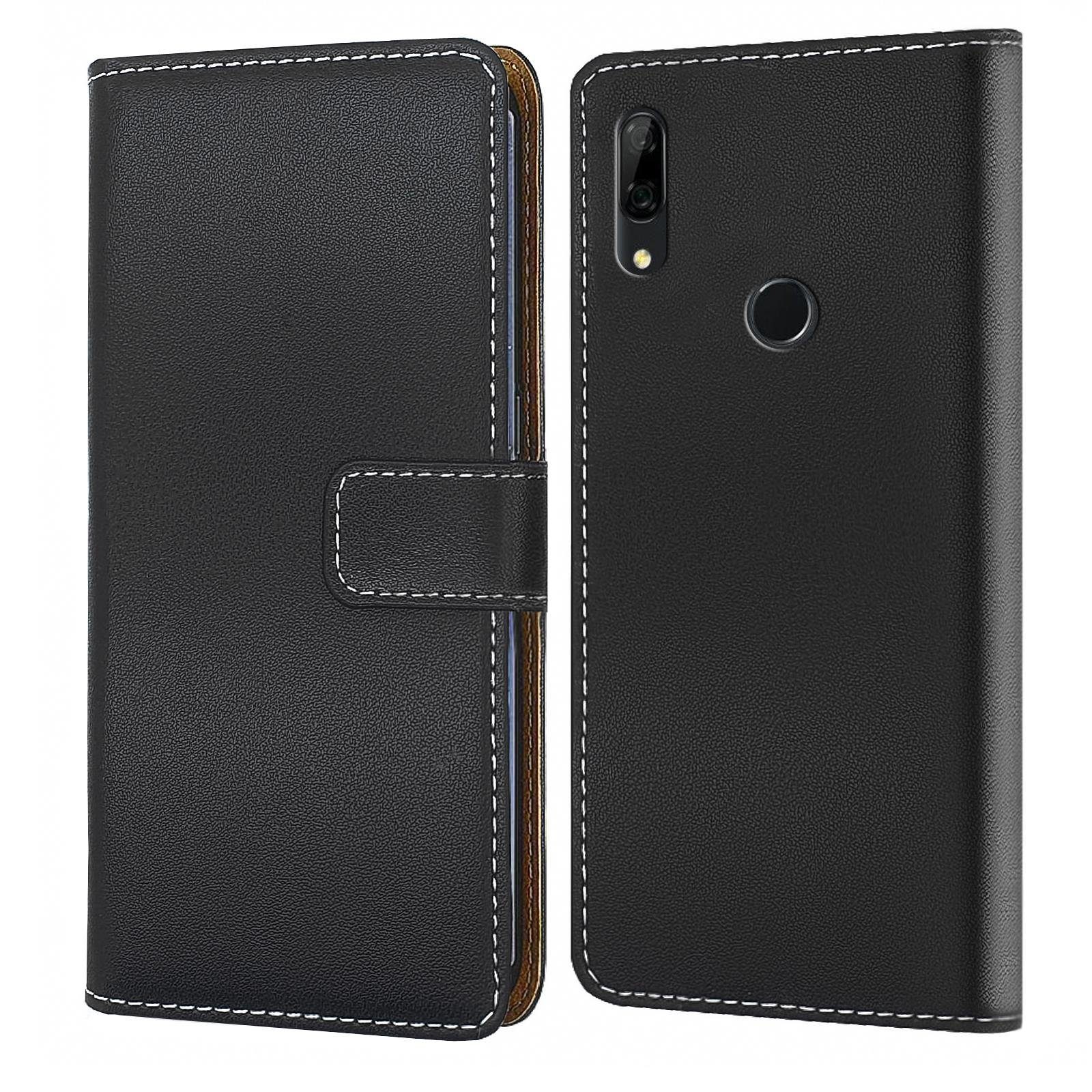 Numerva Handyhülle Bookstyle Etui Handytasche für Huawei P Smart Z, Schutzhülle Klapphülle Flip Cover Schwarz