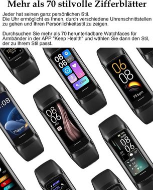 findtime Fur Damen Mit Fitness Tracker Smartwatch (1,1 Zoll, Android iOS), mit Whatsapp Funktion Puls Lauf Armband Tracker Schrittzähler