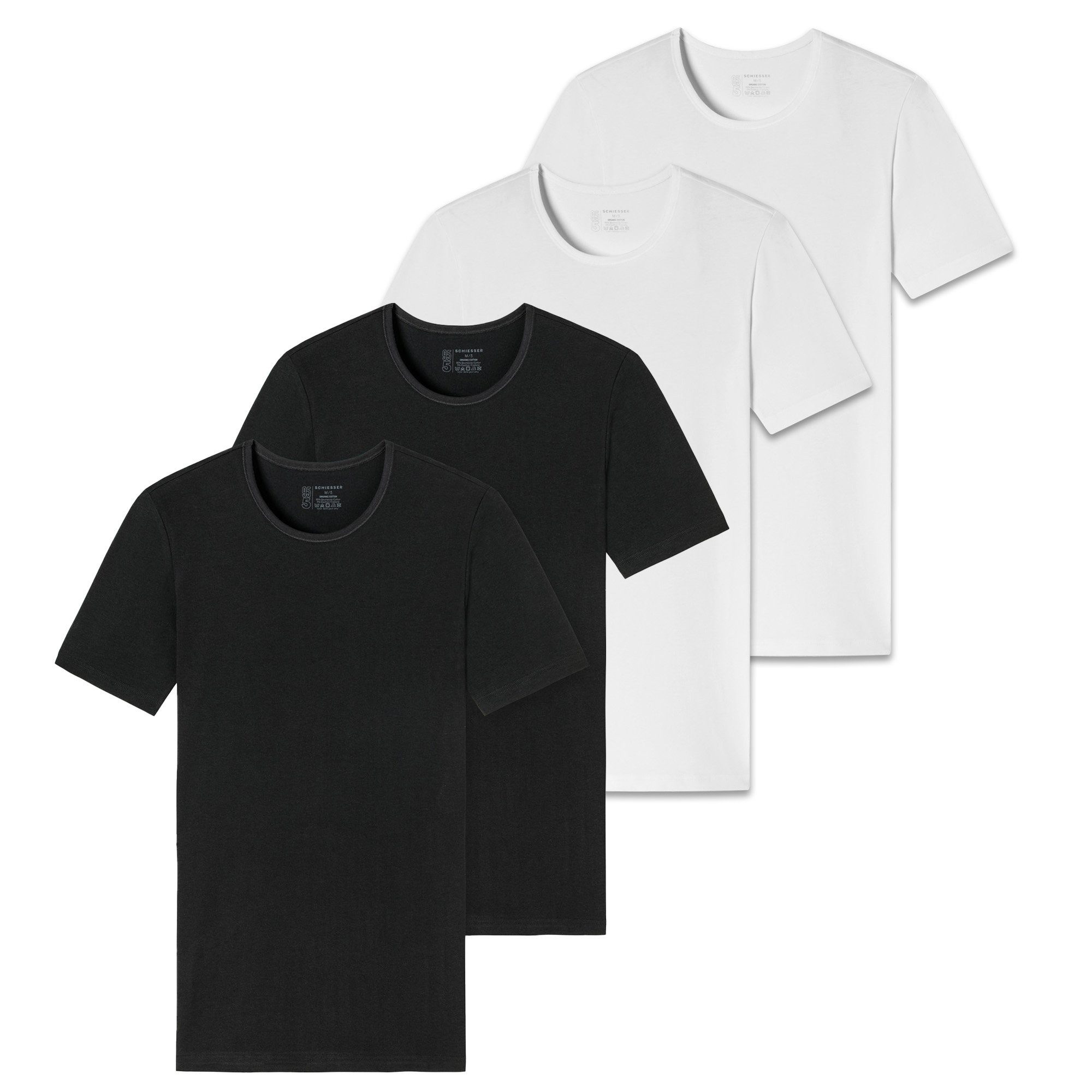 Schiesser T-Shirt Herren T-Shirt 4er Pack Baumwolle 2PACK T-shirt (Packung, 4er Pack)