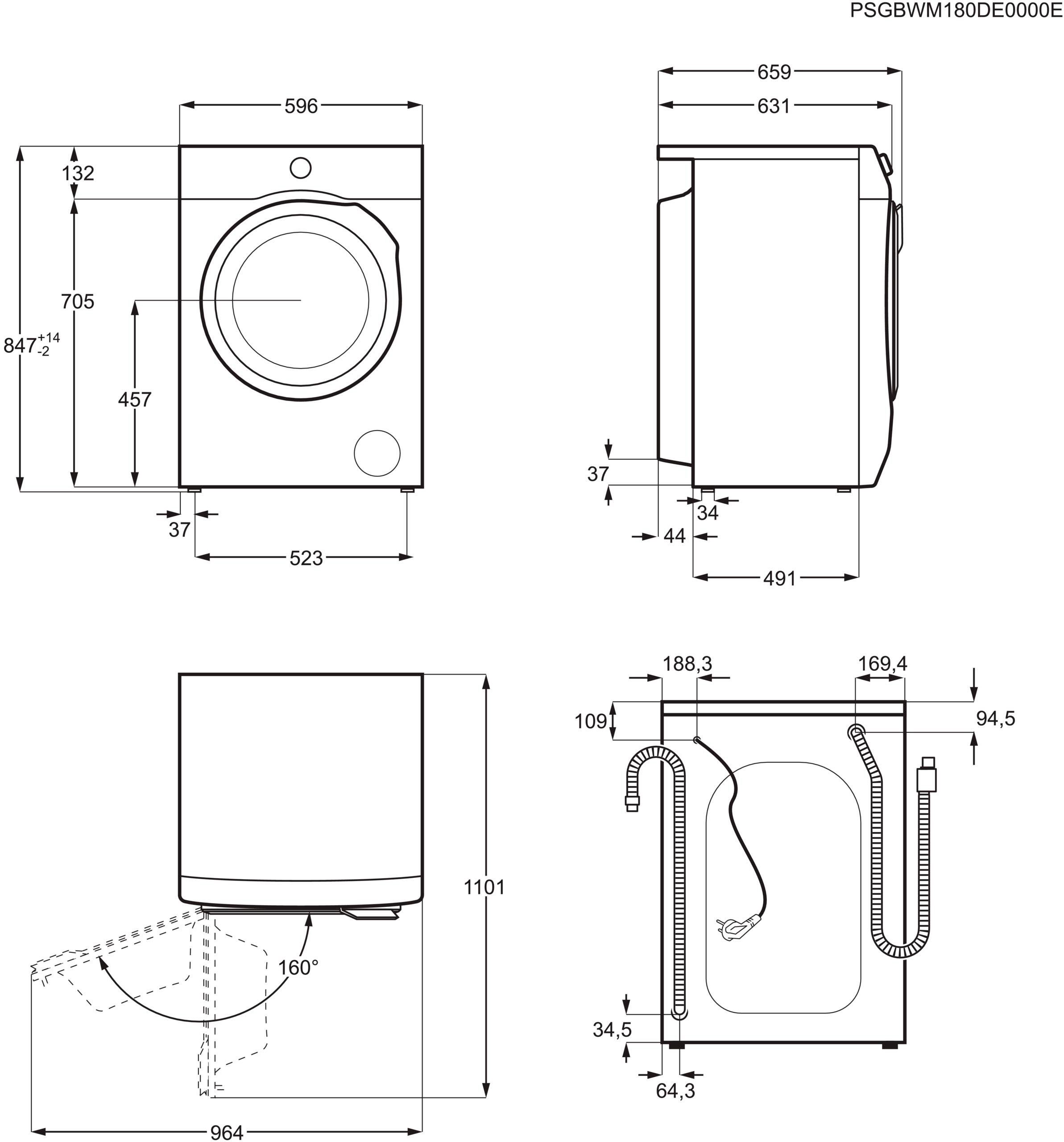 914915144, Waschmaschine ProSense® und Zeit, LR6D60490 AEG bis 9 U/min, - 40% Mengenautomatik​ Wasser kg, spart 1400 Energie