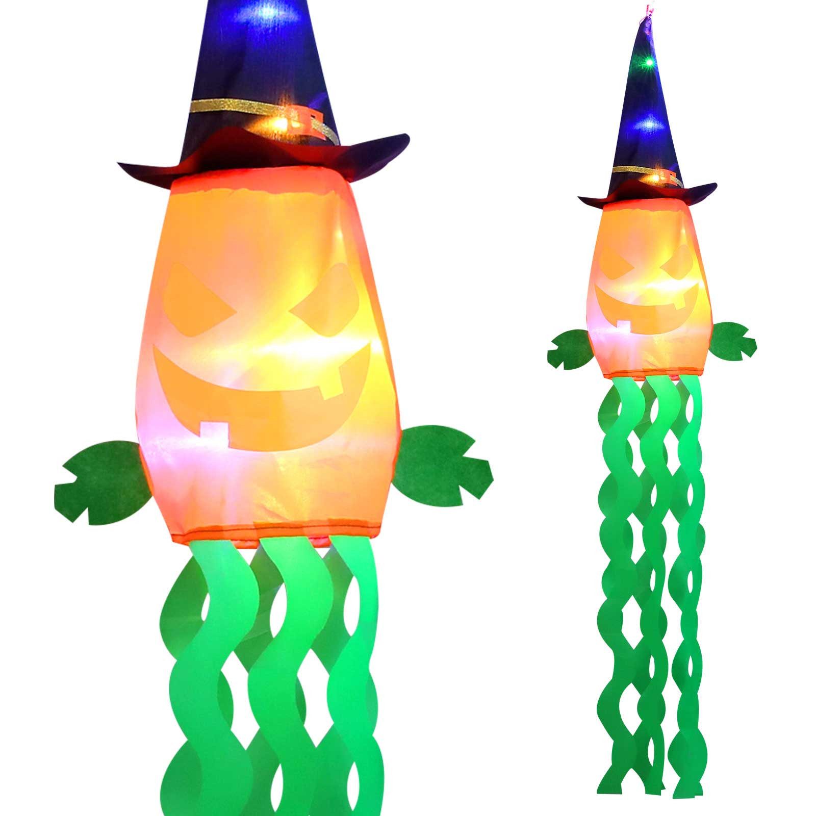 Lapamax LED-Dekofigur Halloween Geister Deko, LED-Lichterkette mit Kürbis & Fledermaus (1 St), Batterie-Hängedeko für Garten, Zuhause, Büro & Halloweenparty
