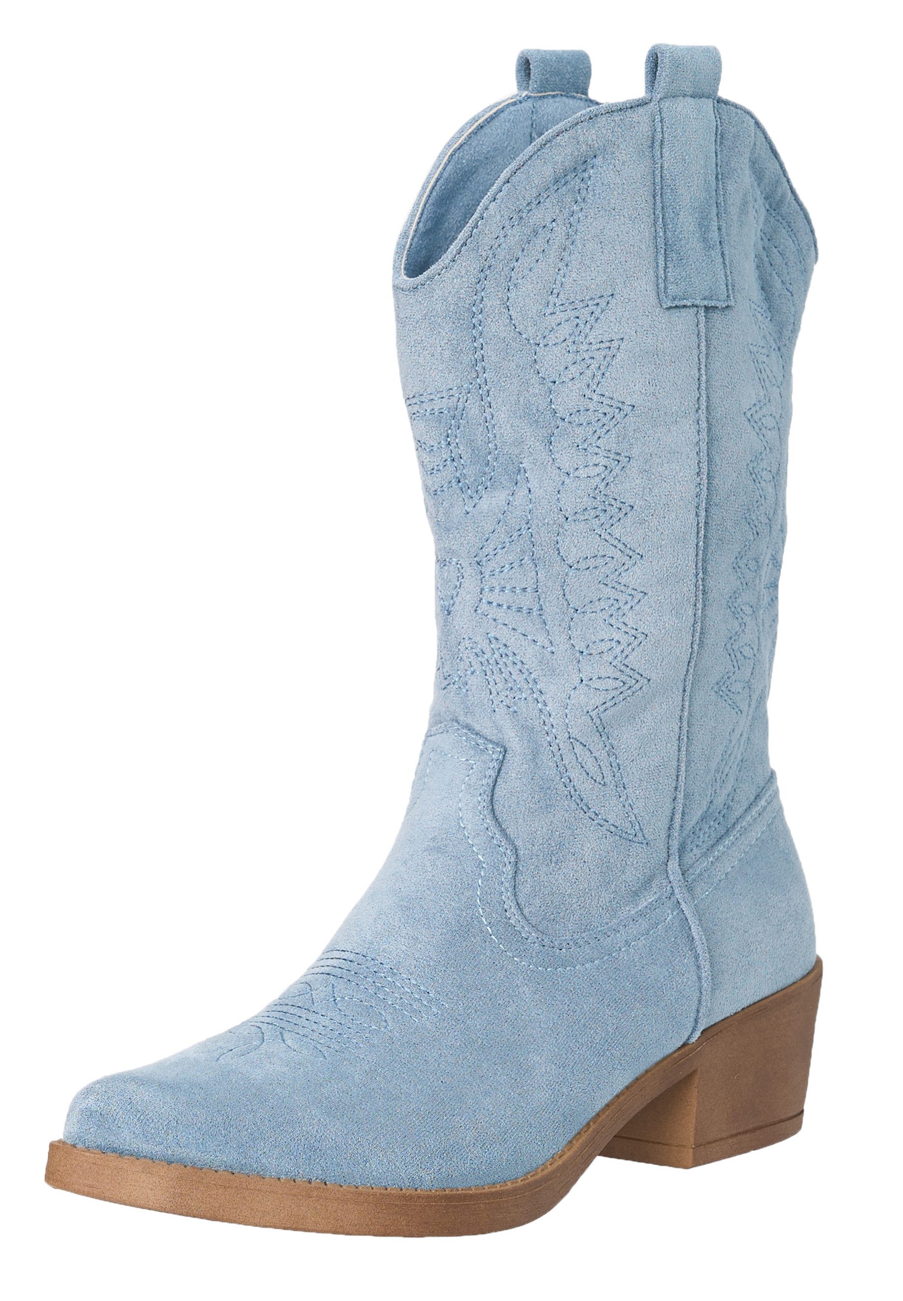 Salinyang Cowboy Boots Damen mit Stickerei & Blockabsatz Western Stiefel Cowboystiefel