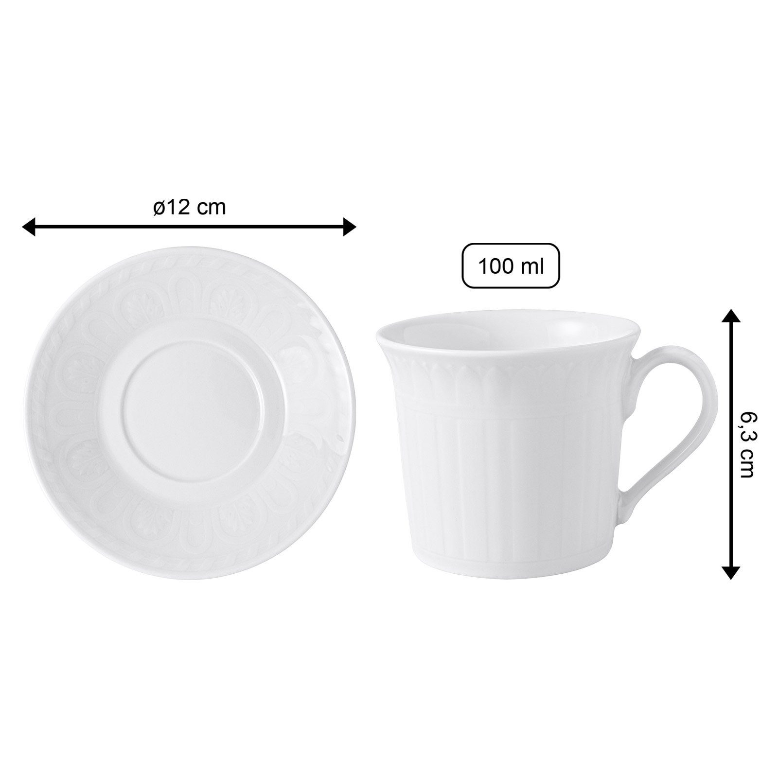 Villeroy & Boch Tasse Cellini Espressotasse mit Untertasse 100 ml, 2-tlg., Porzellan
