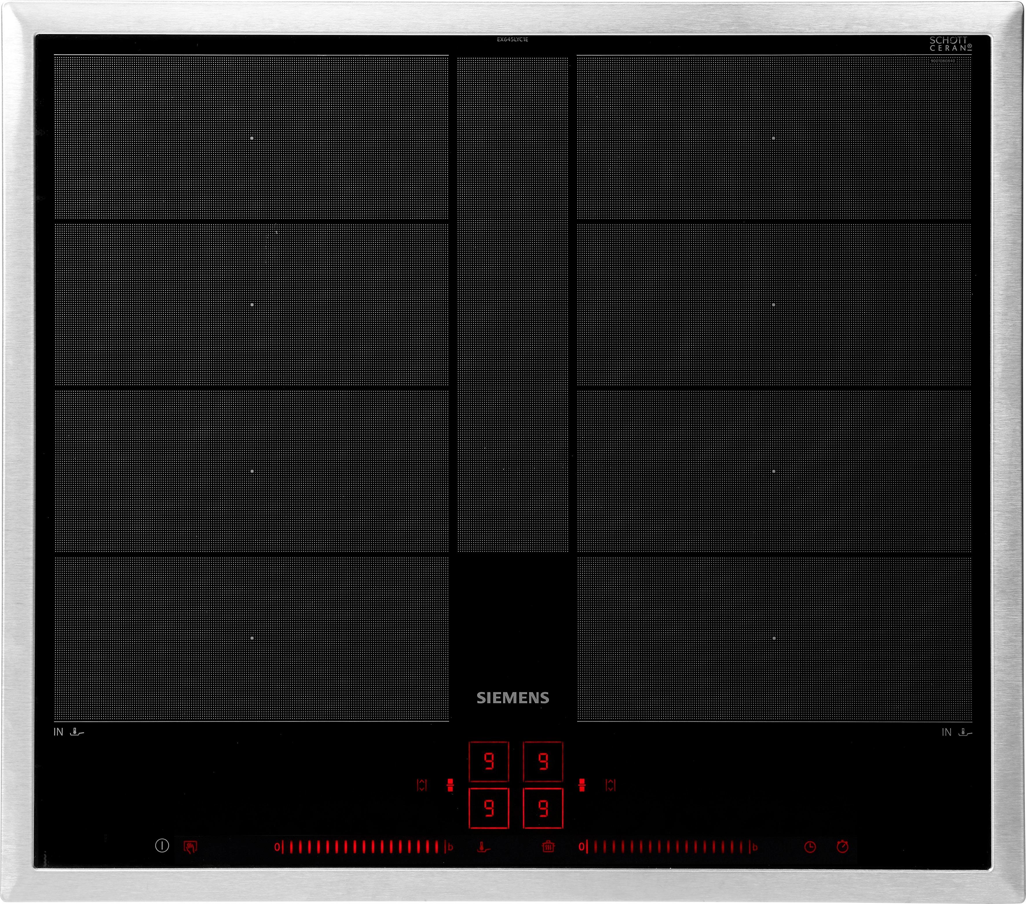 SIEMENS Flex-Induktions-Kochfeld von SCHOTT CERAN® iQ700 EX645LYC1E, powerMove Plus Funktion für drei verschiedene Heizzonen