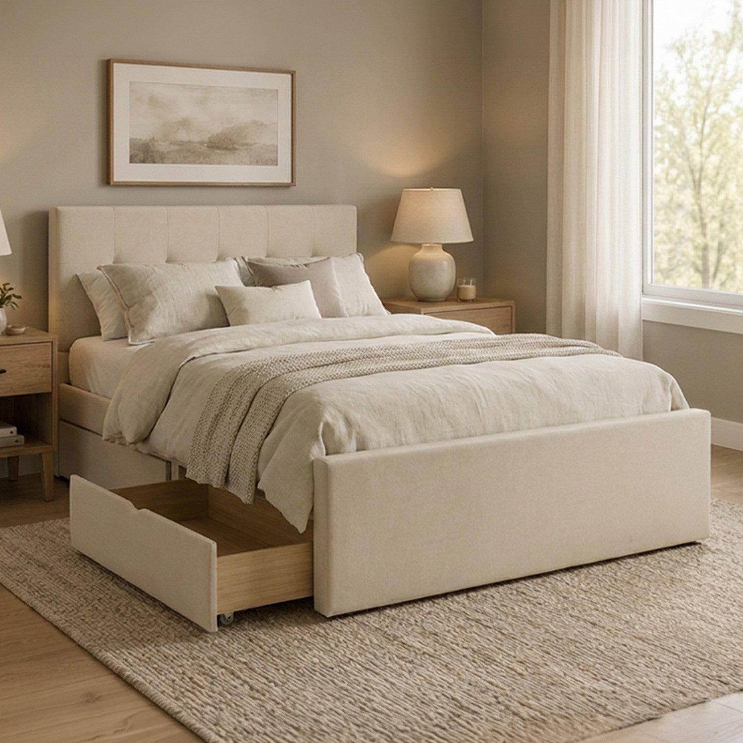Homestyle4u Polsterbett 90x200 120x200 140x200 Doppelbett Bettgestell Stauraum mit Kopfteil (Set, Set, mit Lattenrost, 2 Bettkästen / Schubläden), 140x200, mit Stauraum