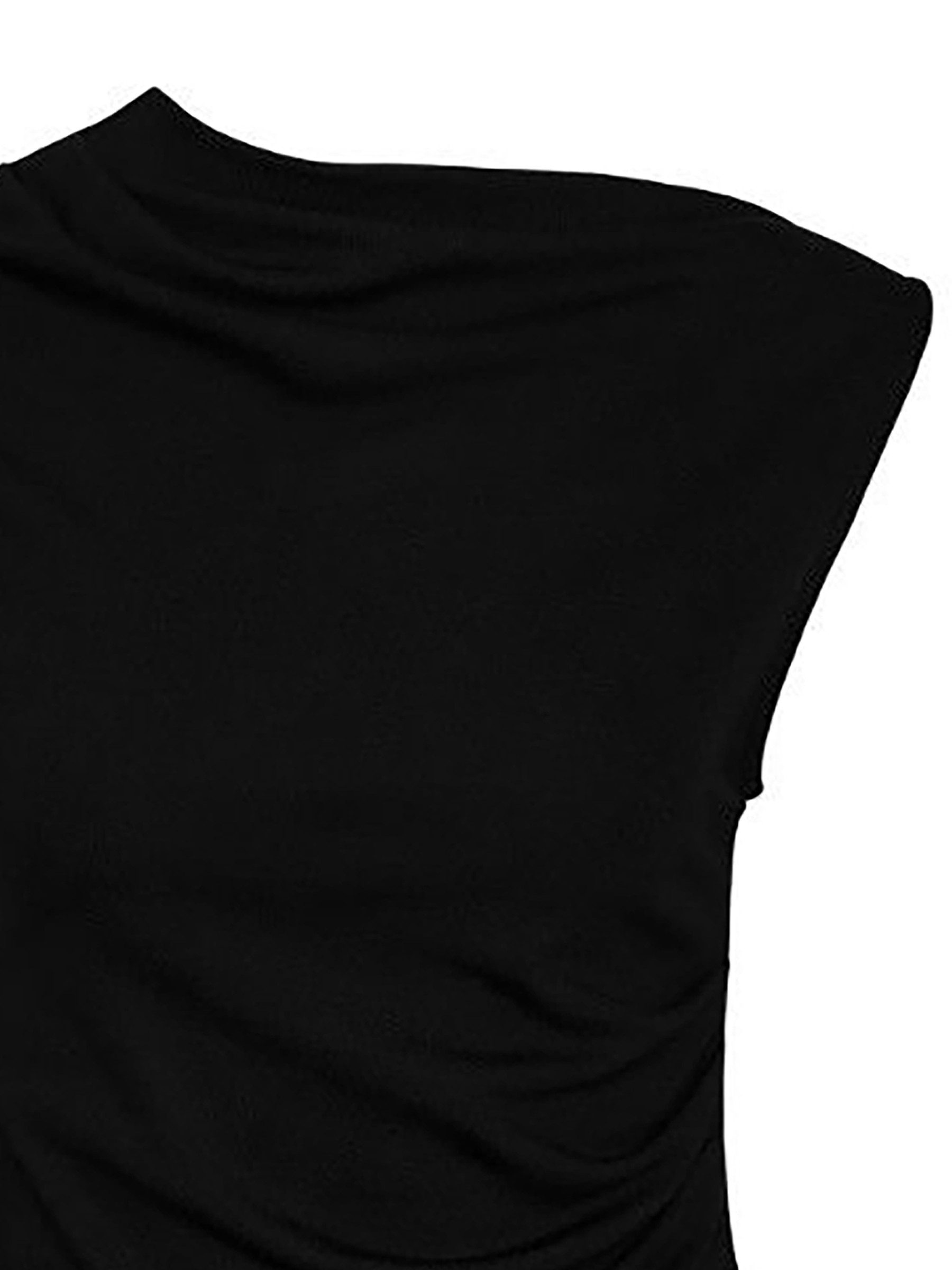 Noisy may Shirttop Taillierte Passform U Boot Ausschnitt Seitliche Raffung für Damen (1-tlg) Viskose aus verbesserter Rohstoffbeschaffung nachhaltig Slim Fit