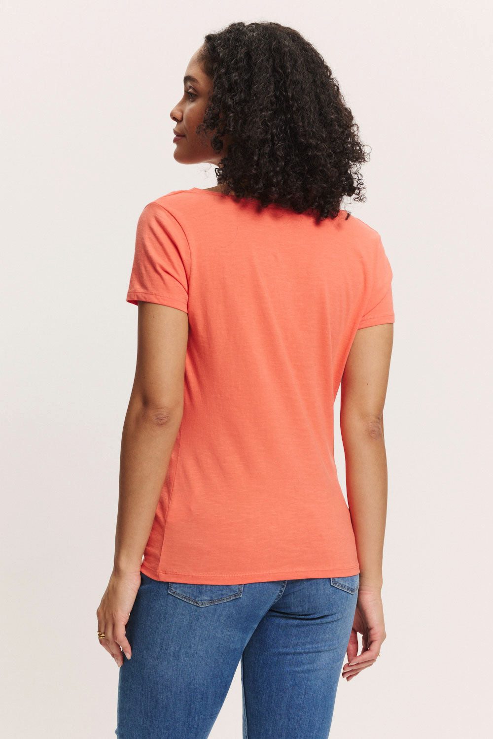 Tranquillo T-Shirt Slub Jerseyshirt Giina aus Bio-Baumwolle GOTS-zertifizierte Bio-Baumwolle mit Wasserfallausschnitt